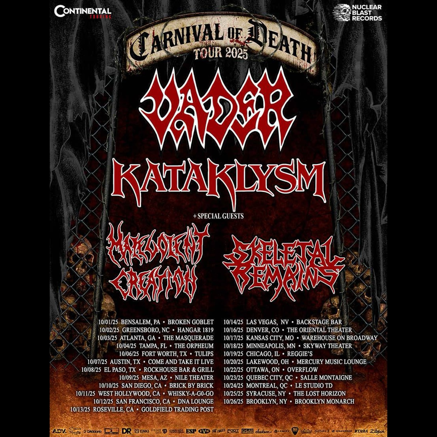 Malevolent Creation Carnival of Death Tour Poster